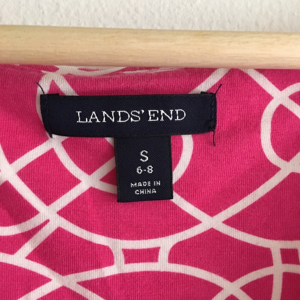 Lands end floral dress sleeveless faux wrap - Picture 2 of 4
